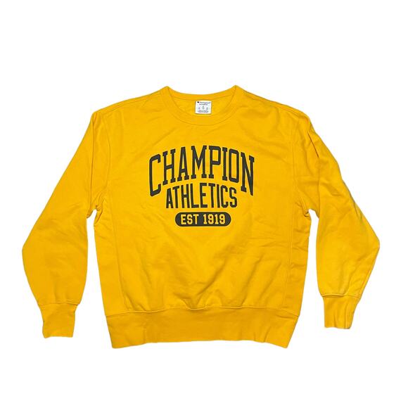 Champion Yellow Spellout Crewneck Size Large - Picture 1 of 4